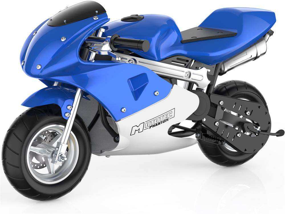 Mototec Phantom Gas Pocket Bike 49cc 2-stroke Blue - Skoutley Outdoors LLC
