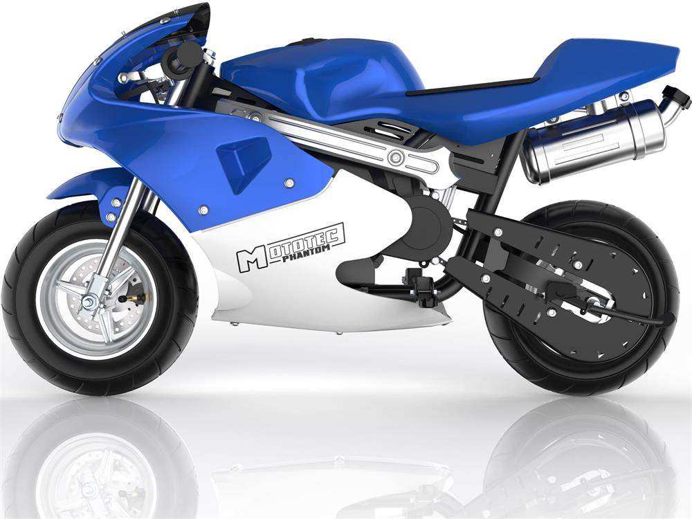 Mototec Phantom Gas Pocket Bike 49cc 2-stroke Blue - Skoutley Outdoors LLC