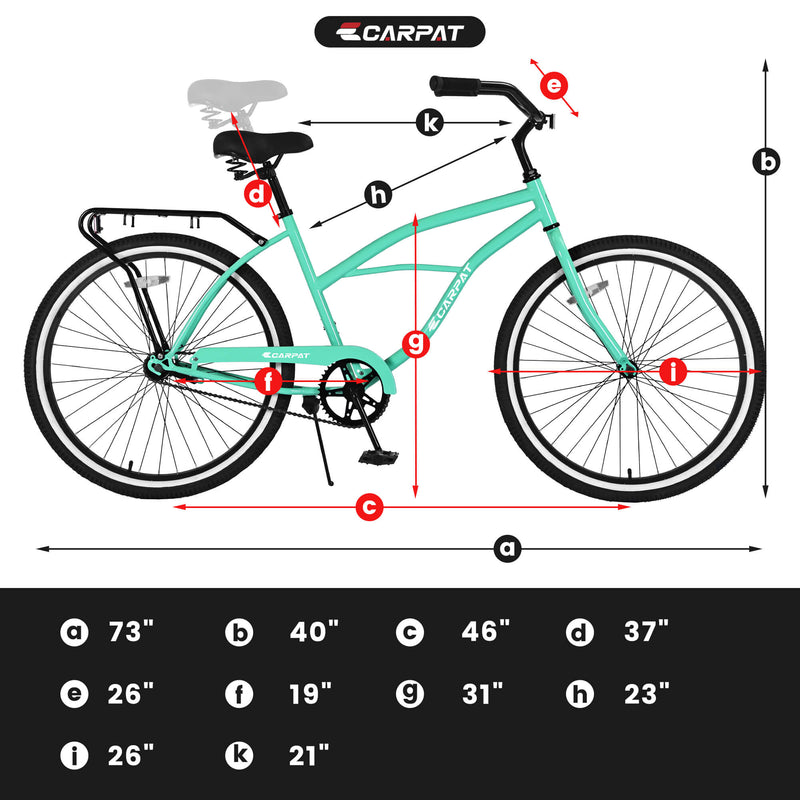 Load image into Gallery viewer, Ecarpat Roowee 26" Beach Cruiser Bike