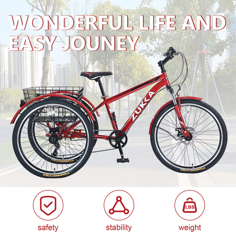 Load image into Gallery viewer, Zukka Wanda 26“ 7-Speed Mountain Adult Tricycle