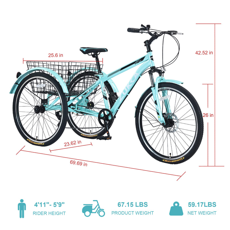 Load image into Gallery viewer, Zukka Wanda 26“ 7-Speed Mountain Adult Tricycle