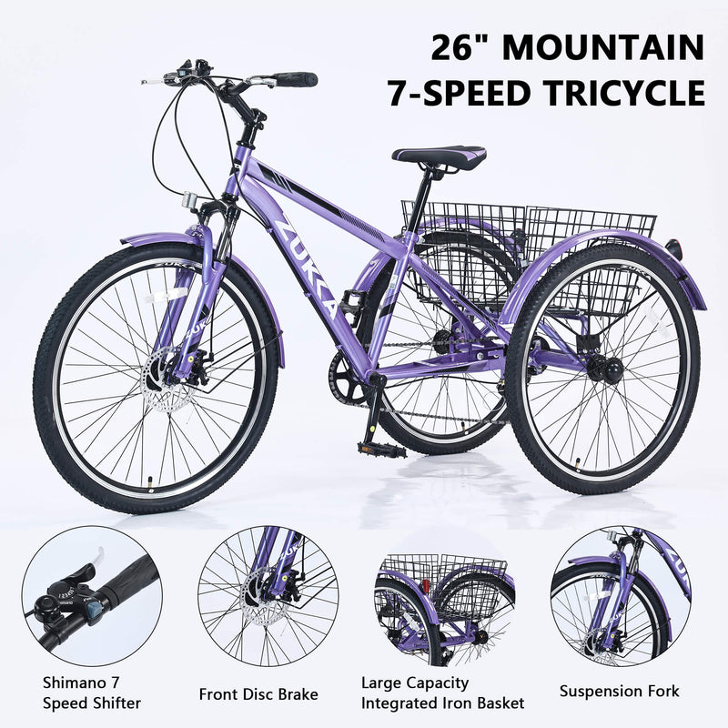 Load image into Gallery viewer, Zukka Wanda 26“ 7-Speed Mountain Adult Tricycle
