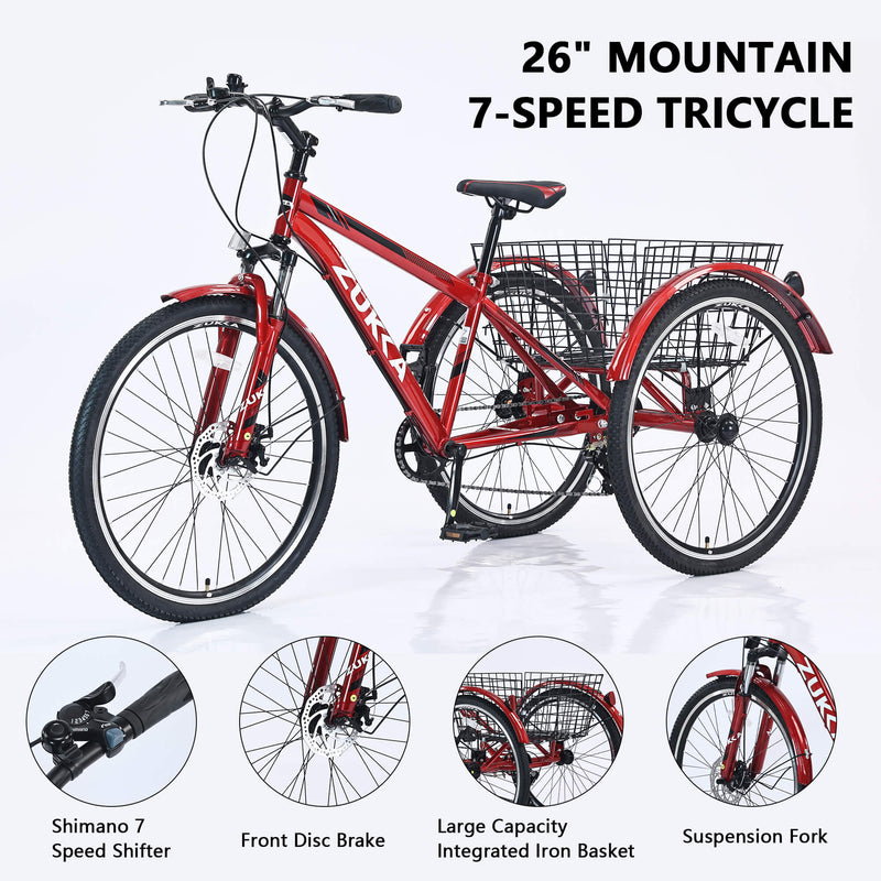 Load image into Gallery viewer, Zukka Wanda 26“ 7-Speed Mountain Adult Tricycle