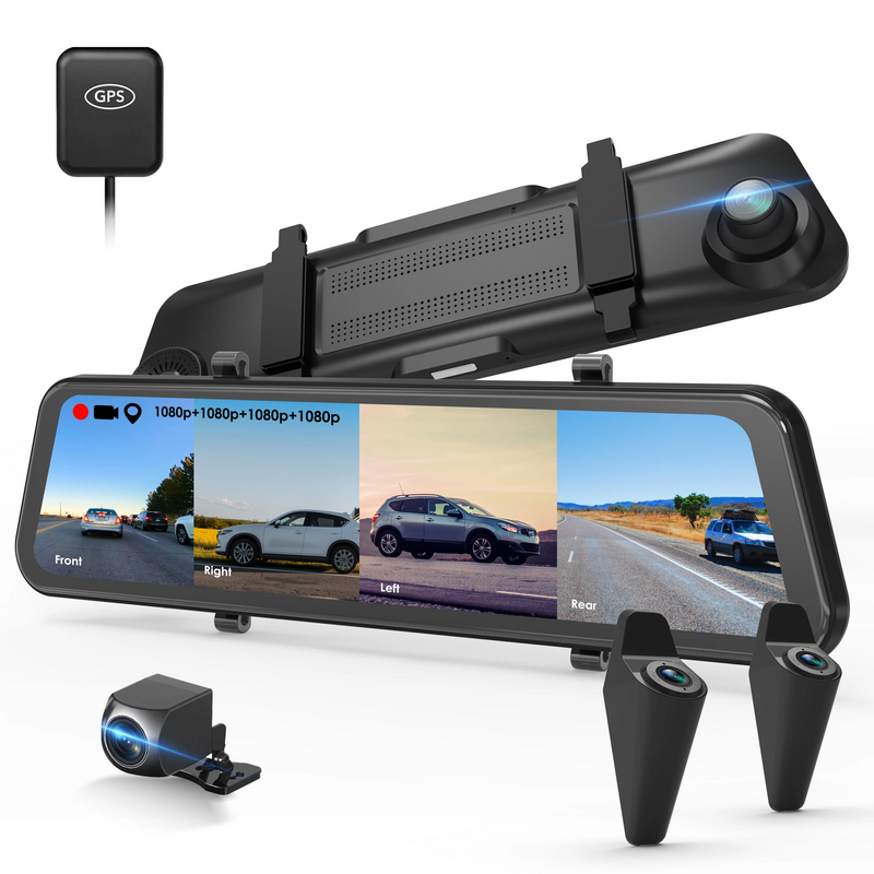 Load image into Gallery viewer, REXING M2-4 4-Channel Mirror Dash Cam, 12” Touch Screen, 1080p with GPS