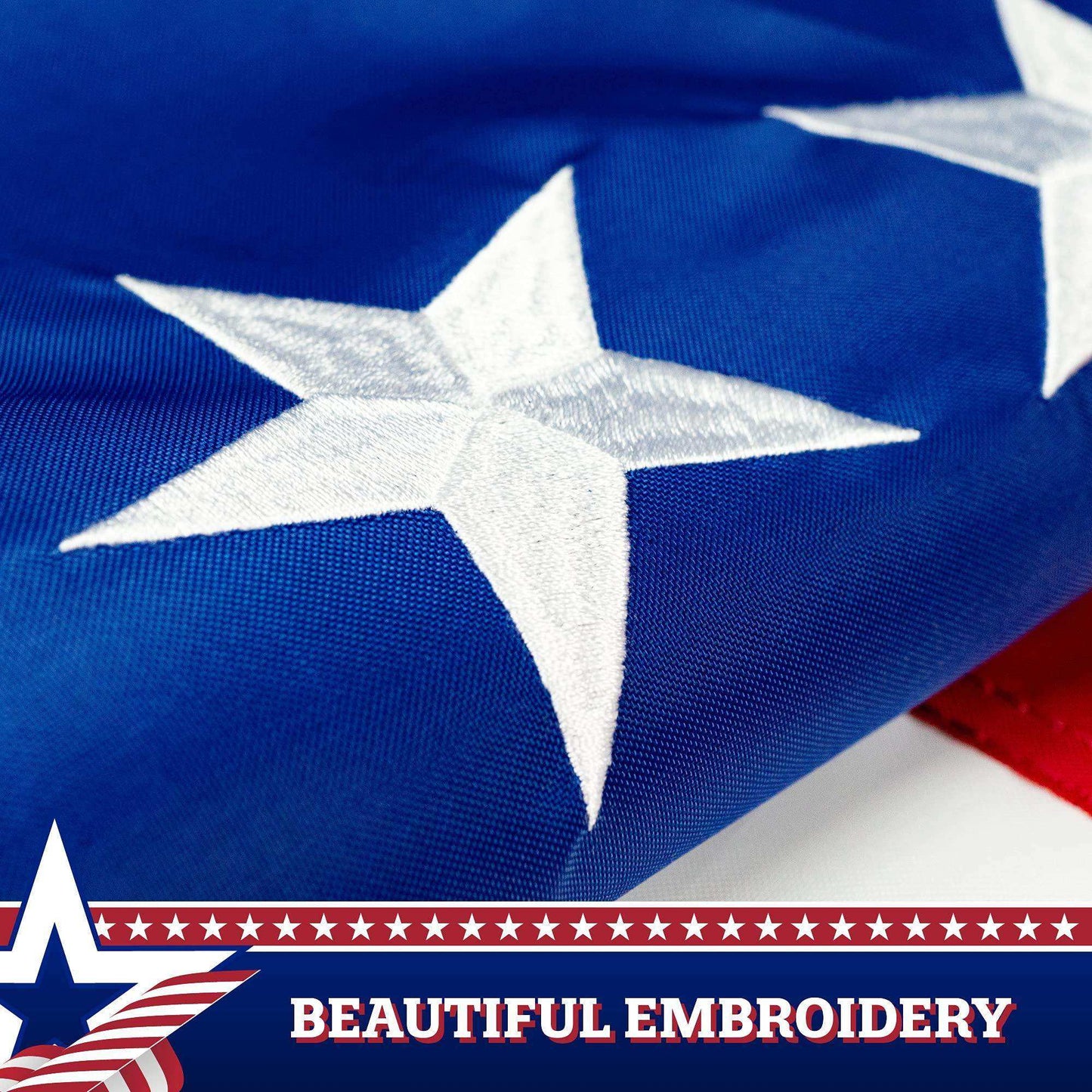 – 2 Pack: Betsy Ross American Patriotic Bunting & Flag Pulldown 13 Embroidered Stars in Circle Pattern with 5 Fully Sewn Stripes decorative bunting 20 x8' Red White Blue - Skoutley Outdoors LLC