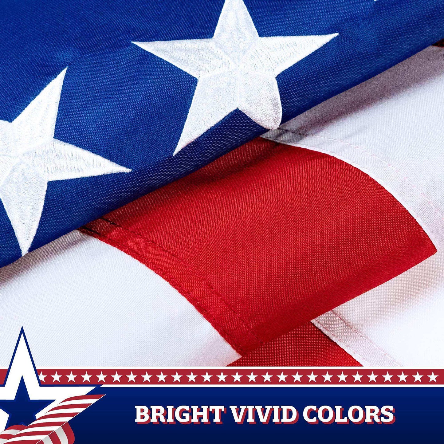 – 2 Pack: Betsy Ross American Patriotic Bunting & Flag Pulldown 13 Embroidered Stars in Circle Pattern with 5 Fully Sewn Stripes decorative bunting 20 x8' Red White Blue - Skoutley Outdoors LLC