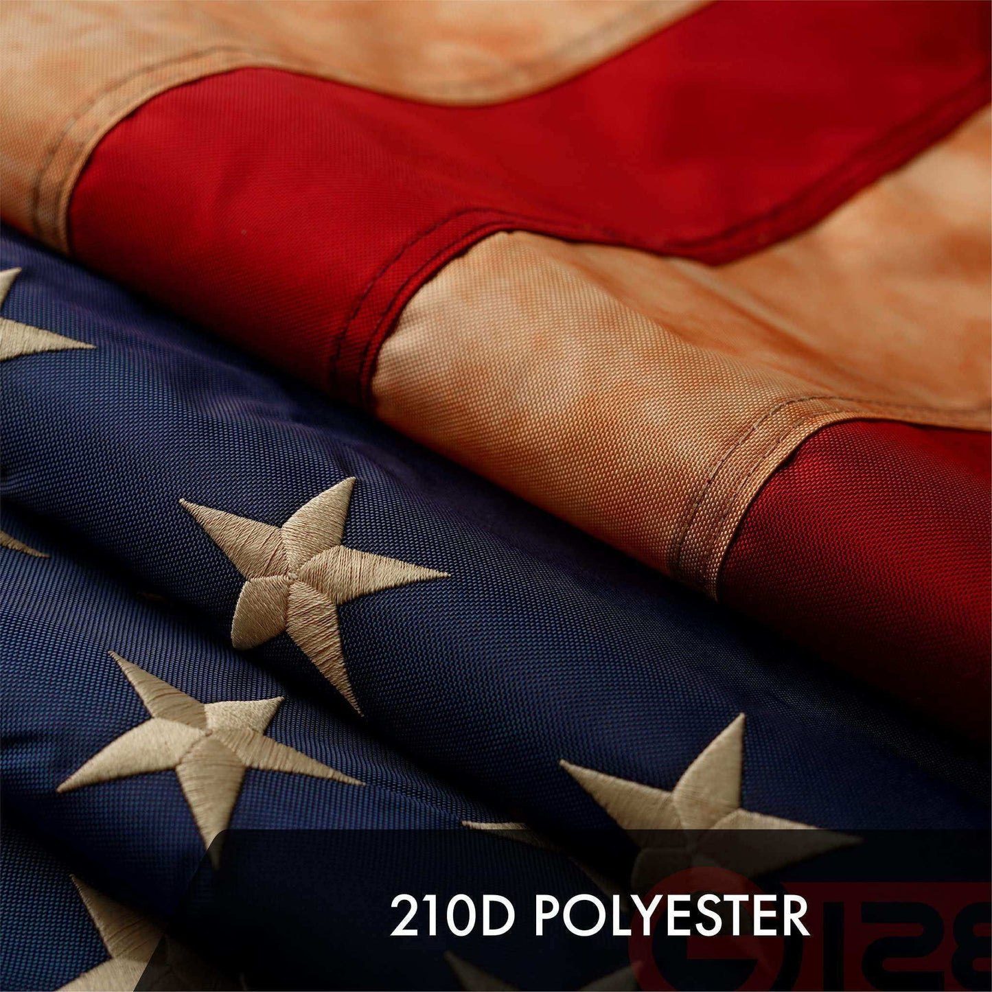 American USA Tea Stained Flag | 2x3 Ft | ToughWeave Pro Series Embroidered 420D Polyester | Embroidered Stars Sewn Stripes Indoor Outdoor Brass Grommets - Skoutley Outdoors LLC