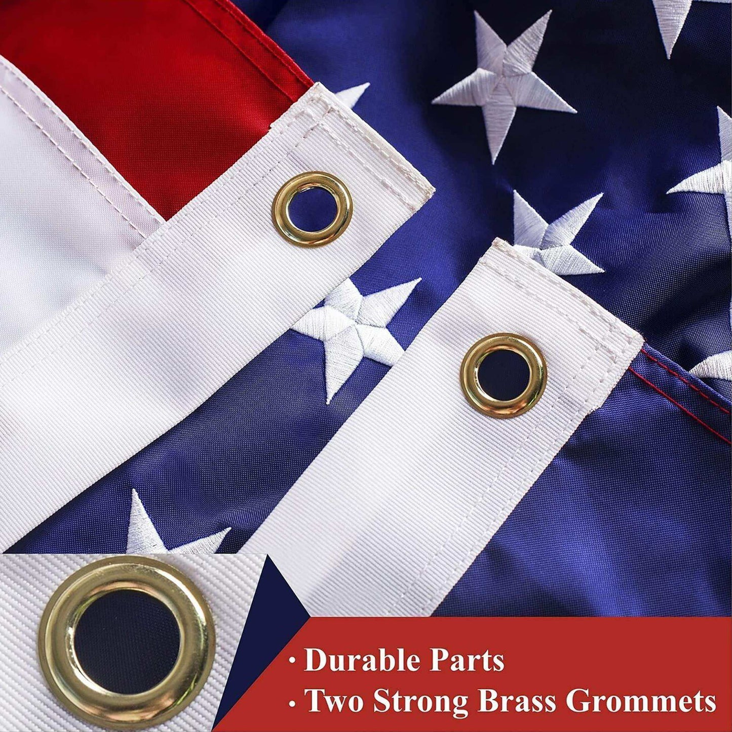 American USA US Flag 2x3 ft Deluxe Embroidered Stars Sewn Stripes Brass Grommets Durable Indoor Outdoor Use - Skoutley Outdoors LLC