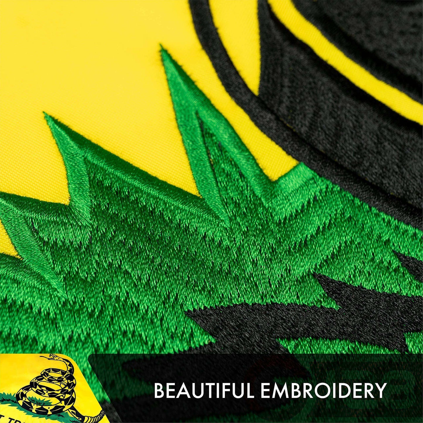 Gadsden Don't Tread On Me Flag | 3x5 Ft | Double ToughWeave Series Double Sided Embroidered 210D Polyester | Historical Flag Embroidered Design Indoor Outdoor Brass Grommets Heavy Duty 3 ply - Skoutley Outdoors LLC