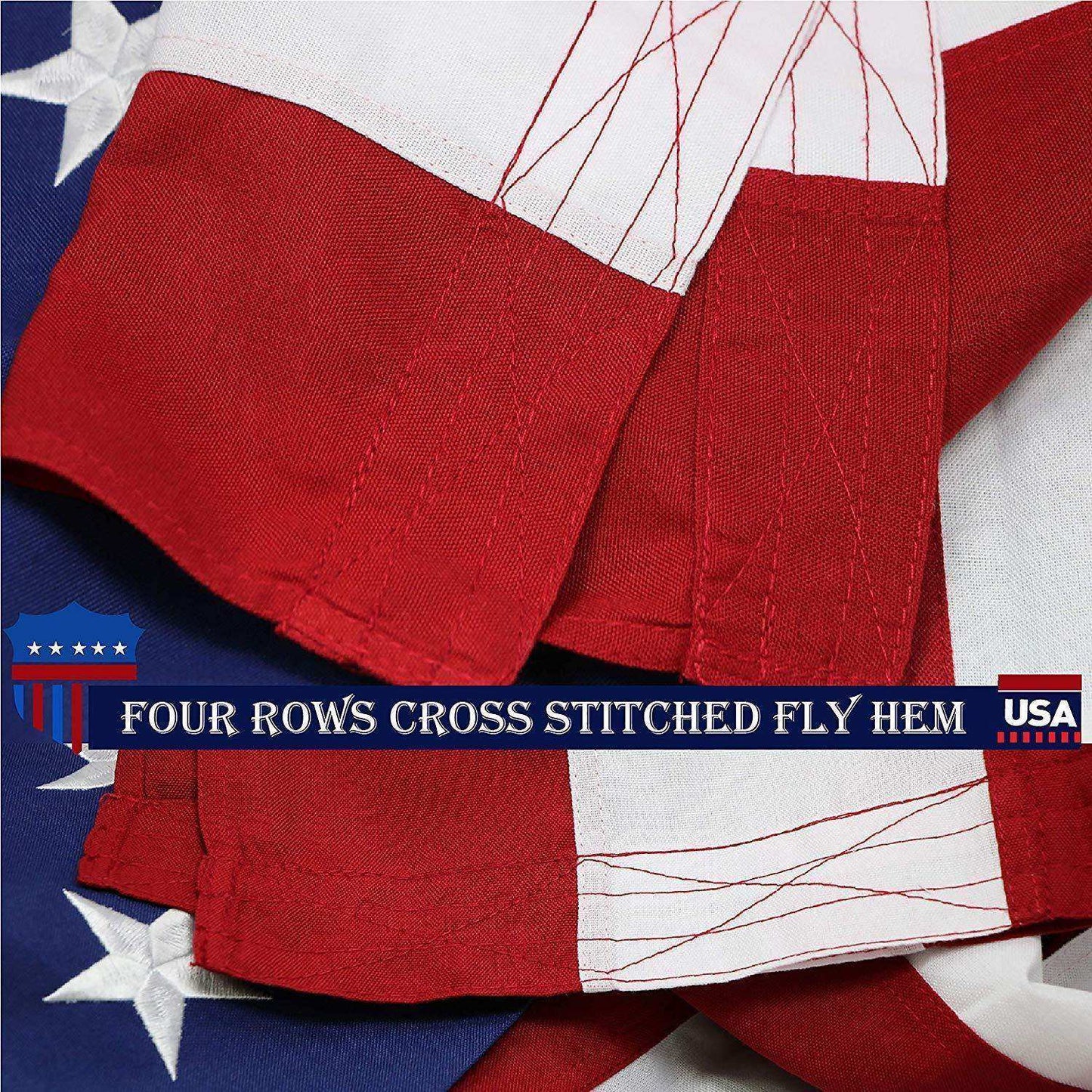 American USA Flag | 8x12 Ft | StormFlyer Series Embroidered 220GSM Spun Polyester | Country Flag Embroidered Stars Sewn Stripes Indoor Outdoor Brass Grommets Heavy Duty All Weather - Skoutley Outdoors LLC