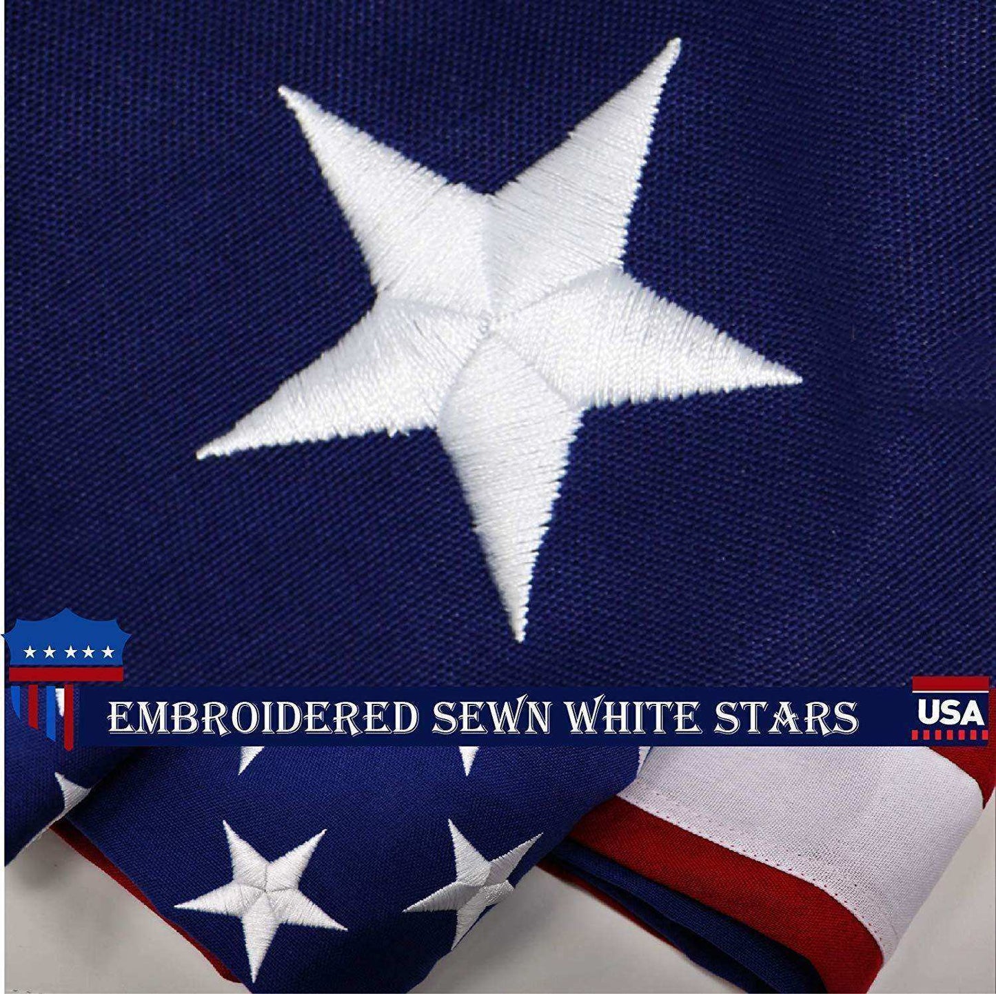 American USA Flag | 8x12 Ft | StormFlyer Series Embroidered 220GSM Spun Polyester | Country Flag Embroidered Stars Sewn Stripes Indoor Outdoor Brass Grommets Heavy Duty All Weather - Skoutley Outdoors LLC