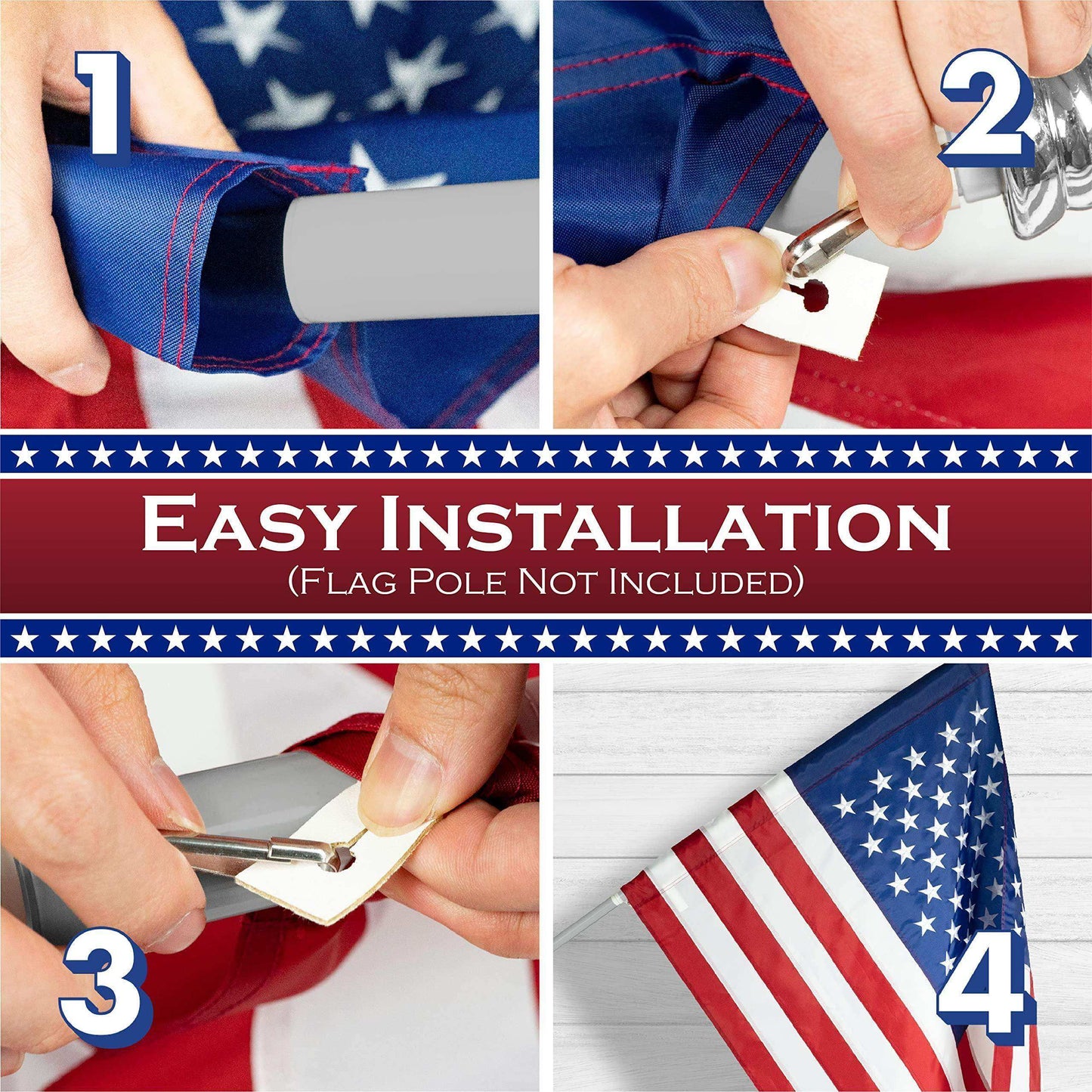 American USA Flag | 3x5 Ft | ToughWeave Series Pole Sleeve Embroidered 210D Polyester | Country Flag Embroidered Stars Sewn Stripes Indoor Outdoor NO Flagpole Included - Skoutley Outdoors LLC