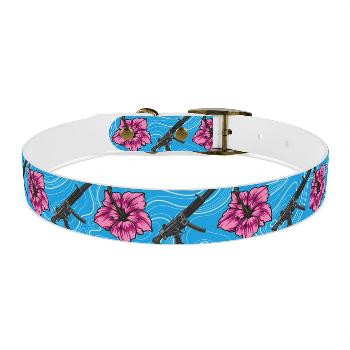 Rad Palm High Capacity Hibiscus Blue Dog Collar