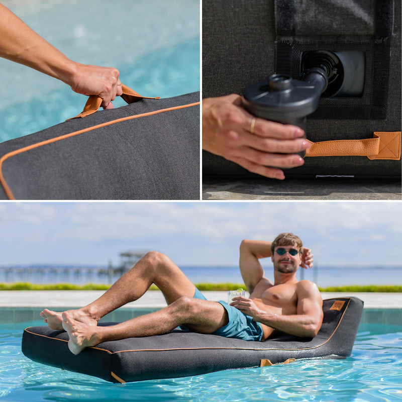 Load image into Gallery viewer, Lux Inflatable Chaise Pool Lounger with Sunbrella® Fabric