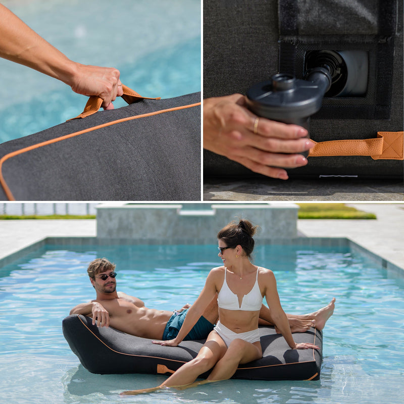 Load image into Gallery viewer, Lux Double Inflatable Chaise Pool Float with Sunbrella® Fabric