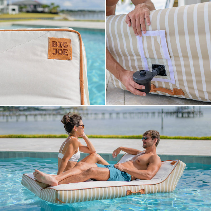Load image into Gallery viewer, Lux Double Inflatable Chaise Pool Float with Sunbrella® Fabric
