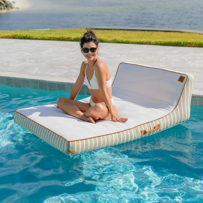 Load image into Gallery viewer, Lux Double Inflatable Chaise Pool Float with Sunbrella® Fabric