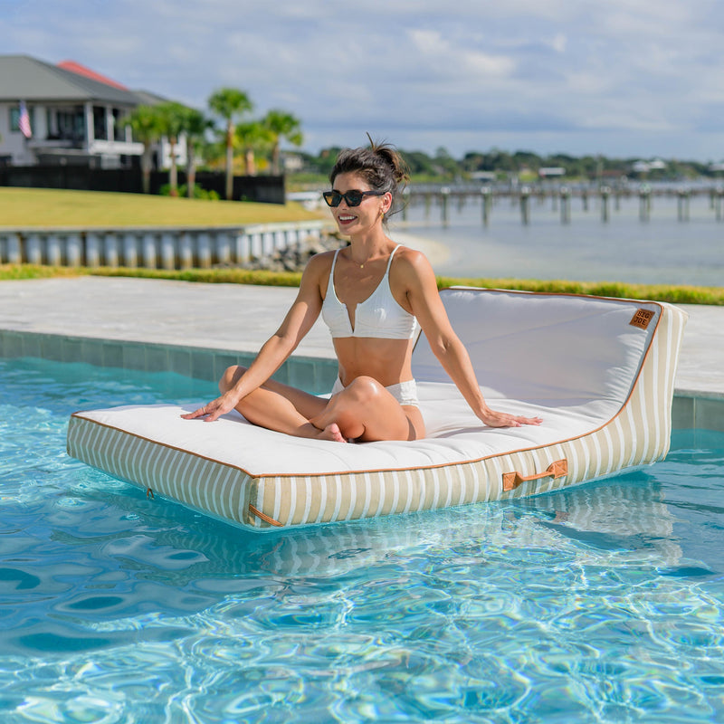Load image into Gallery viewer, Lux Double Inflatable Chaise Pool Float with Sunbrella® Fabric