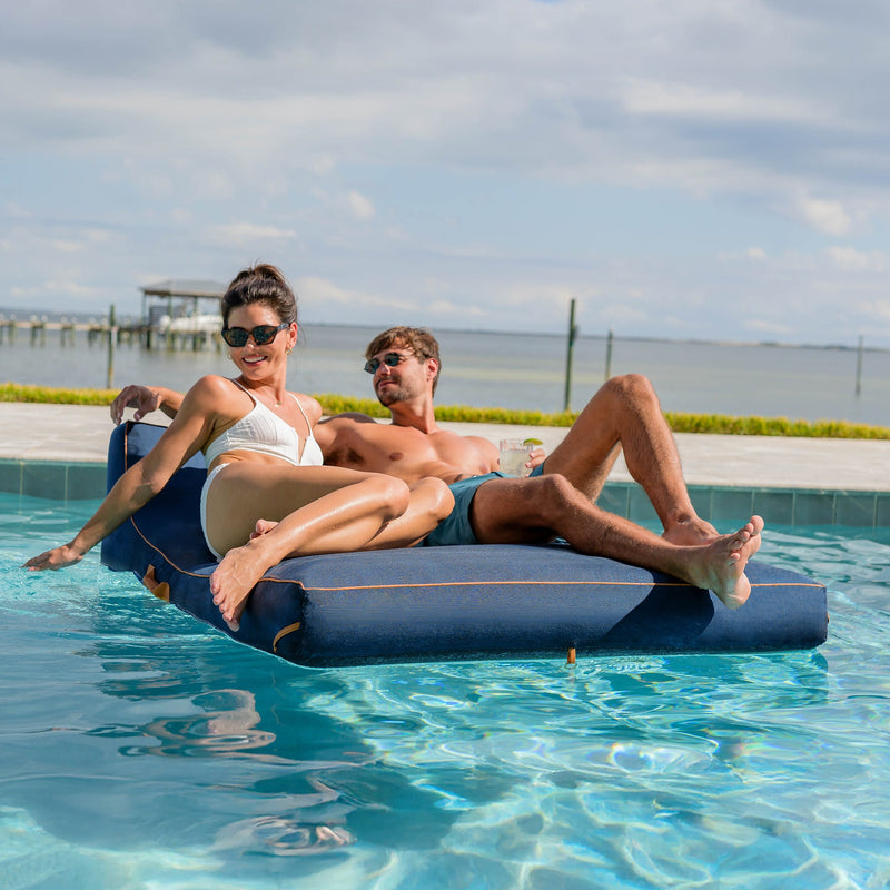 Load image into Gallery viewer, Lux Double Inflatable Chaise Pool Float with Sunbrella® Fabric