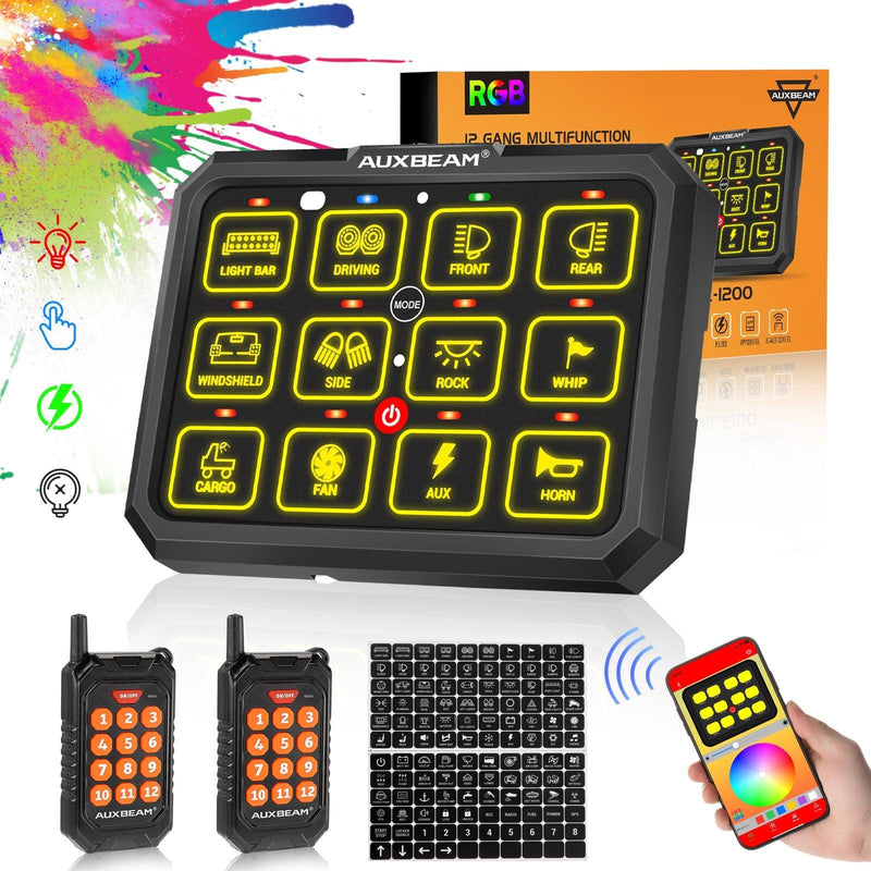 Load image into Gallery viewer, AC Series 8/12 Gang RGB Switch Panel with APP&Remote Control, Toggle/ Momentary/ Pulsed Mode Supported