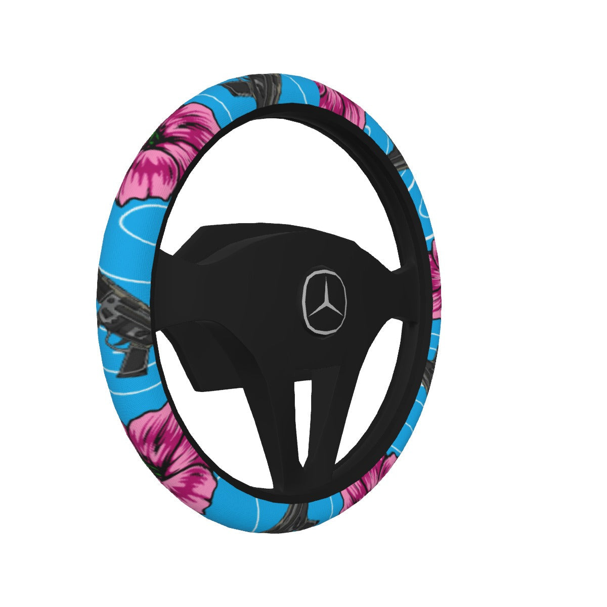 High Capacity Hibiscus Blue Steering Wheel Cover