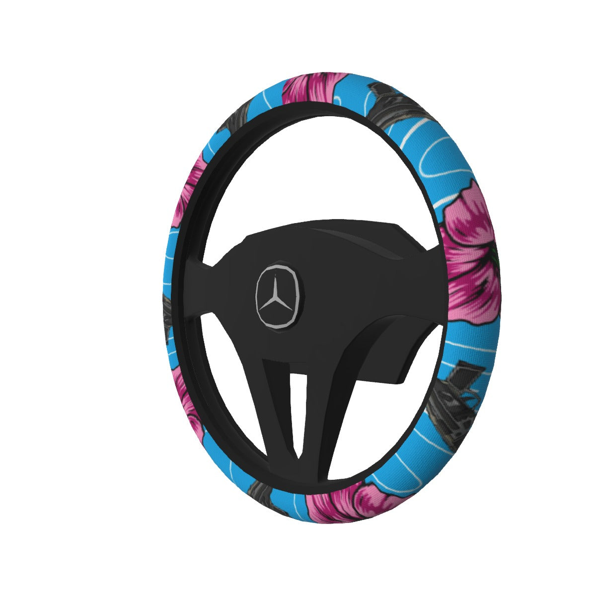 High Capacity Hibiscus Blue Steering Wheel Cover