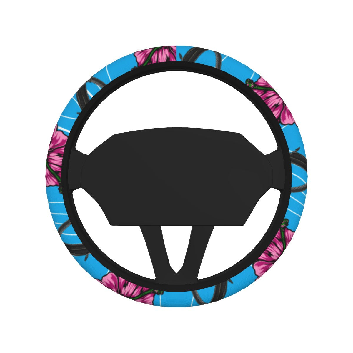 High Capacity Hibiscus Blue Steering Wheel Cover