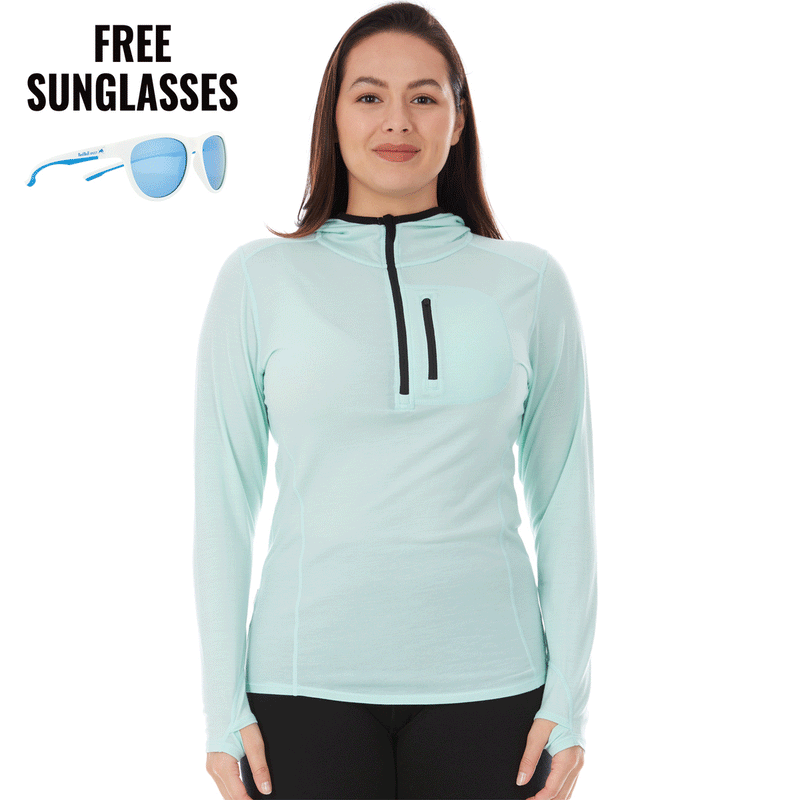 Load image into Gallery viewer, Women's 1/4 Zip Merino Sun Hoodie - Microweight