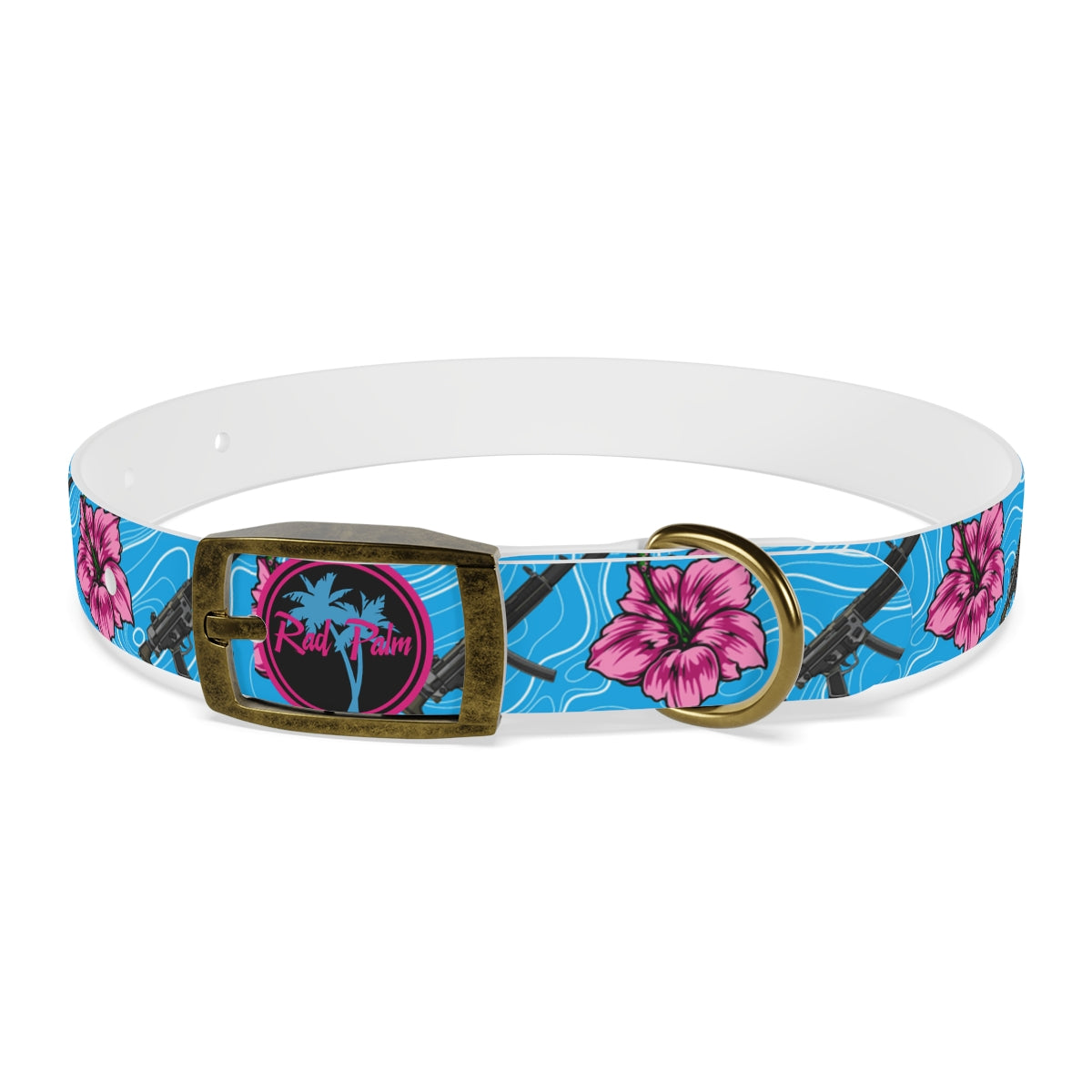 Rad Palm High Capacity Hibiscus Blue Dog Collar