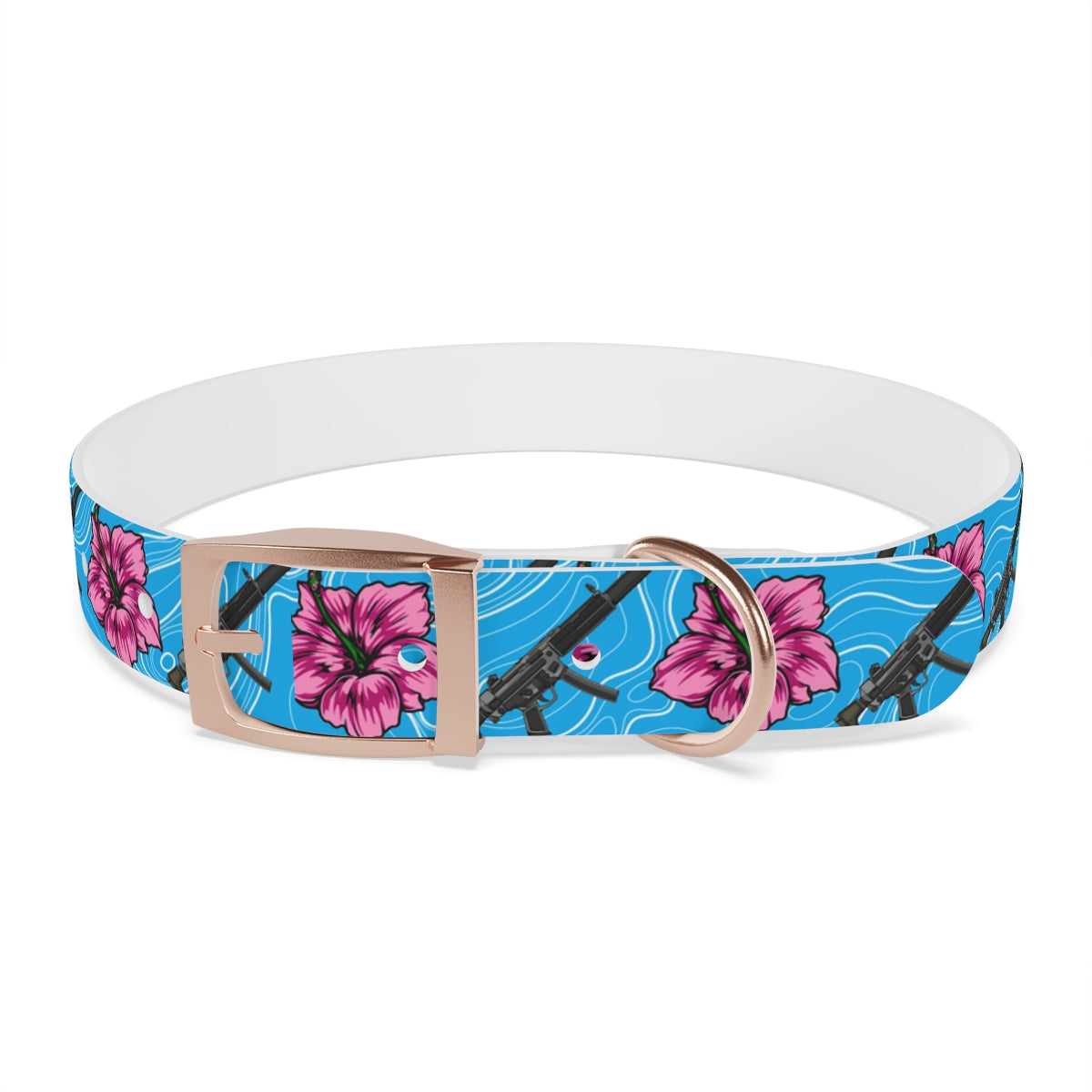 Rad Palm High Capacity Hibiscus Blue Dog Collar