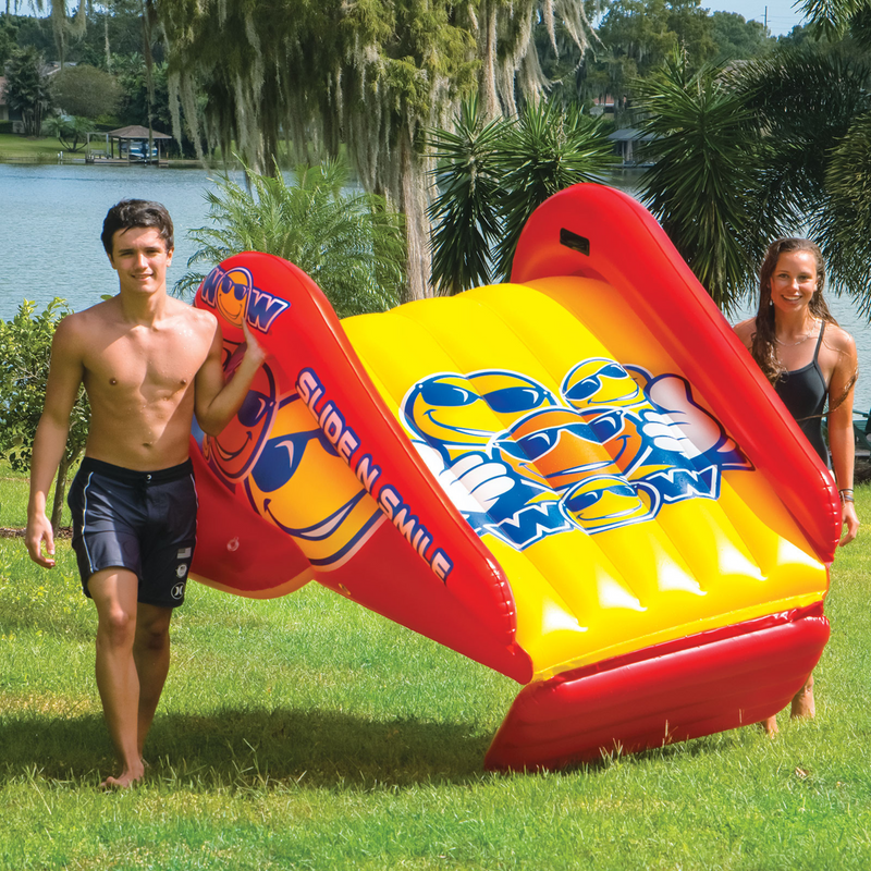 Load image into Gallery viewer, WOW Sports Slide N Smile Inflatable Pool Slide with Sprinklers for Kids and Adults