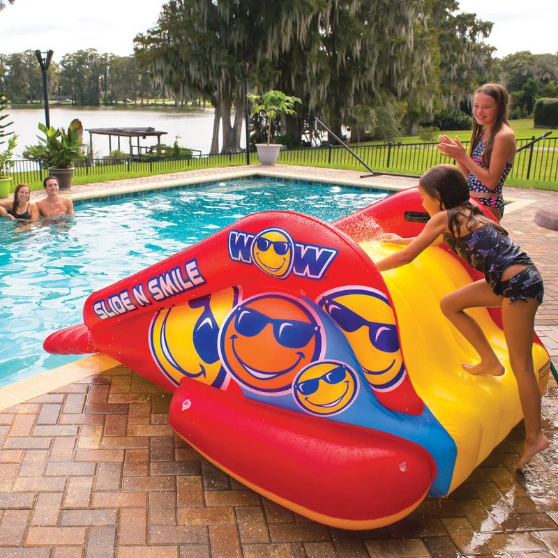 Load image into Gallery viewer, WOW Sports Slide N Smile Inflatable Pool Slide with Sprinklers for Kids and Adults