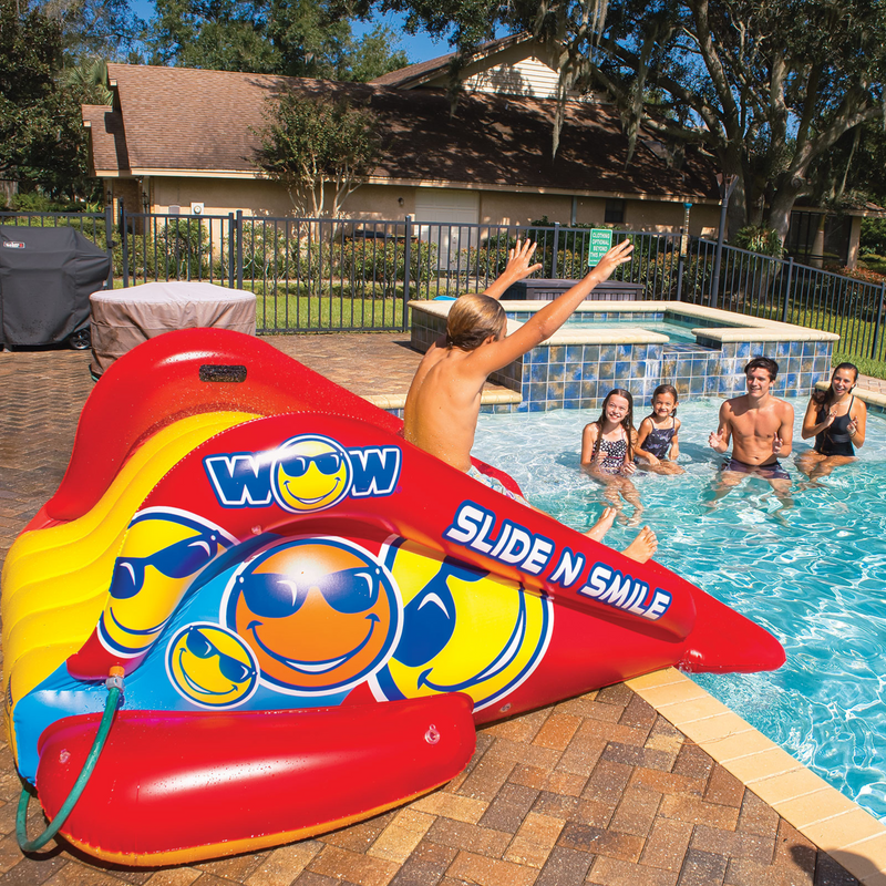 Load image into Gallery viewer, WOW Sports Slide N Smile Inflatable Pool Slide with Sprinklers for Kids and Adults