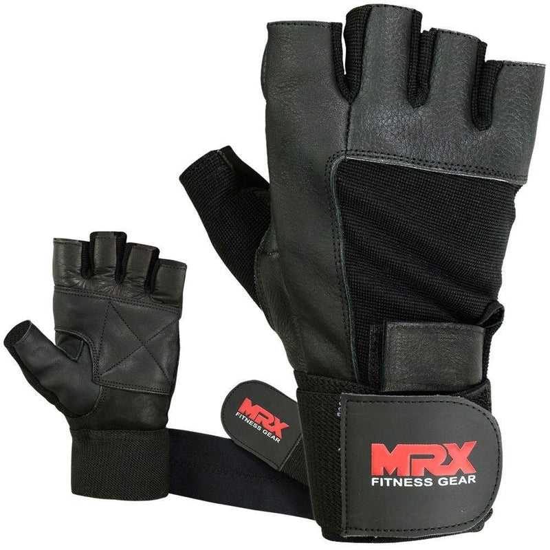 Load image into Gallery viewer, MRX Weight Lifting Gloves Leather Workout Glove With Long Wrist Strap