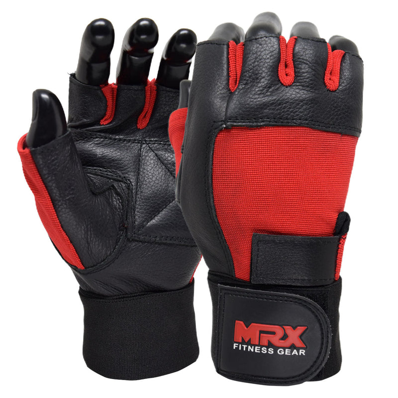 Load image into Gallery viewer, MRX Weight Lifting Gloves Leather Workout Glove With Long Wrist Strap