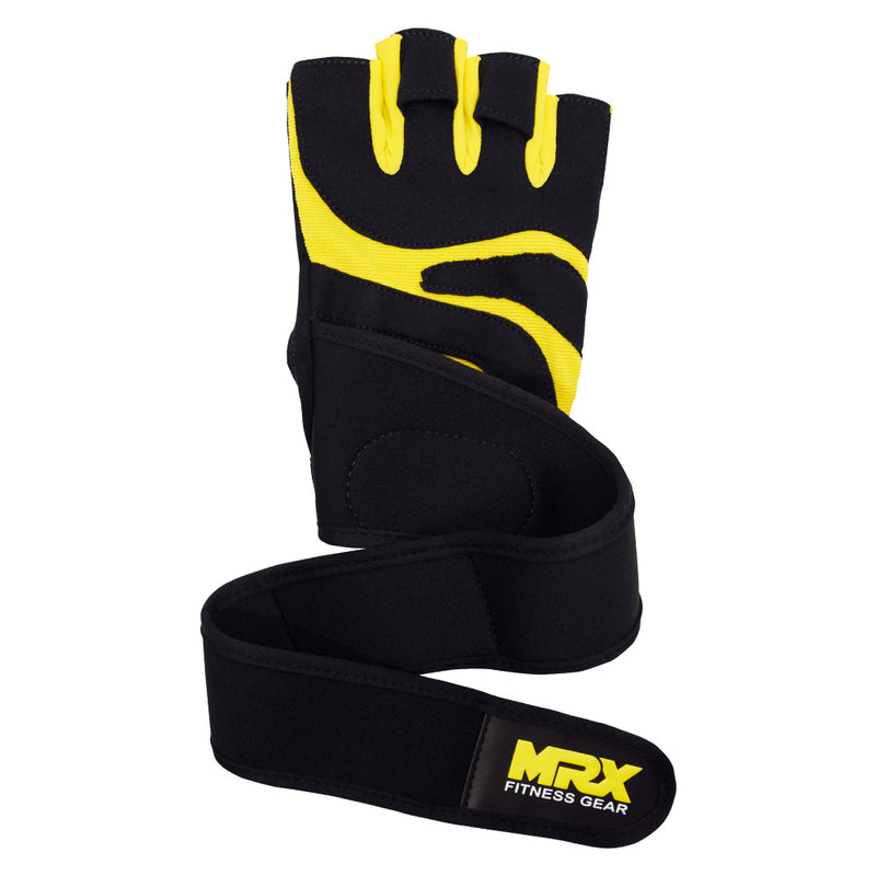 Load image into Gallery viewer, MRX Weightlifting Gloves Long Strap 2624-YLW-S