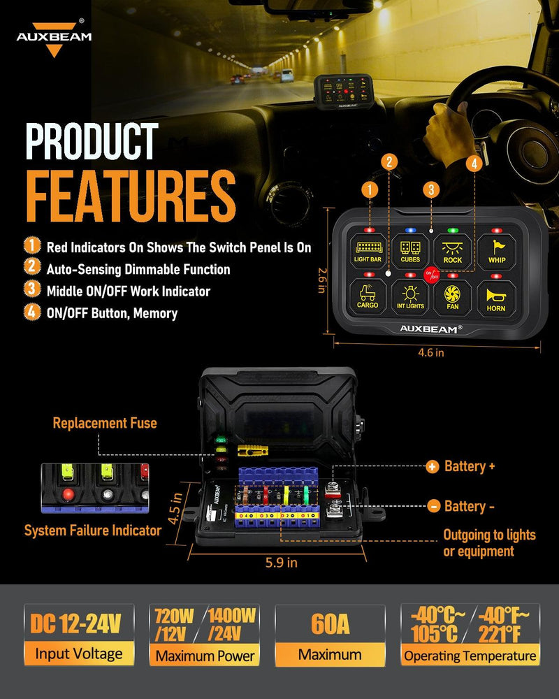 Load image into Gallery viewer, AR Series 6/8 Gang LED Switch Panel,Off Road Light Controller