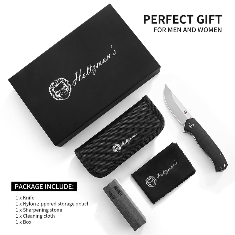 Load image into Gallery viewer, The Pathfinder Folding Pocket Knife Giftset for Men and Women (Black and Silver)