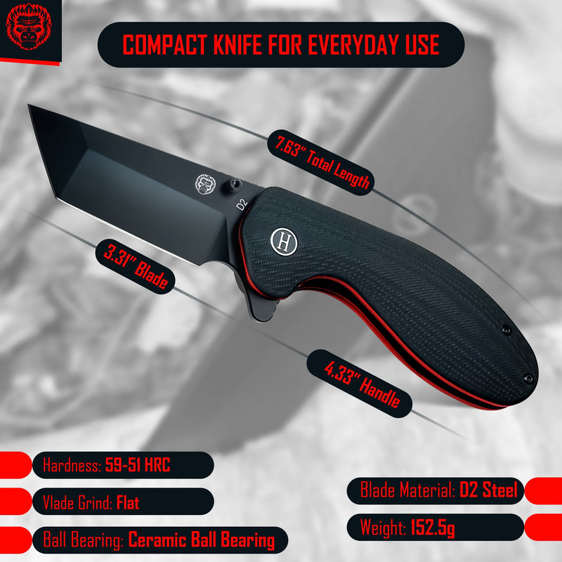 Load image into Gallery viewer, The Pioneer Folding Pocket Knife Giftset for Men and Women (Black and Orange)