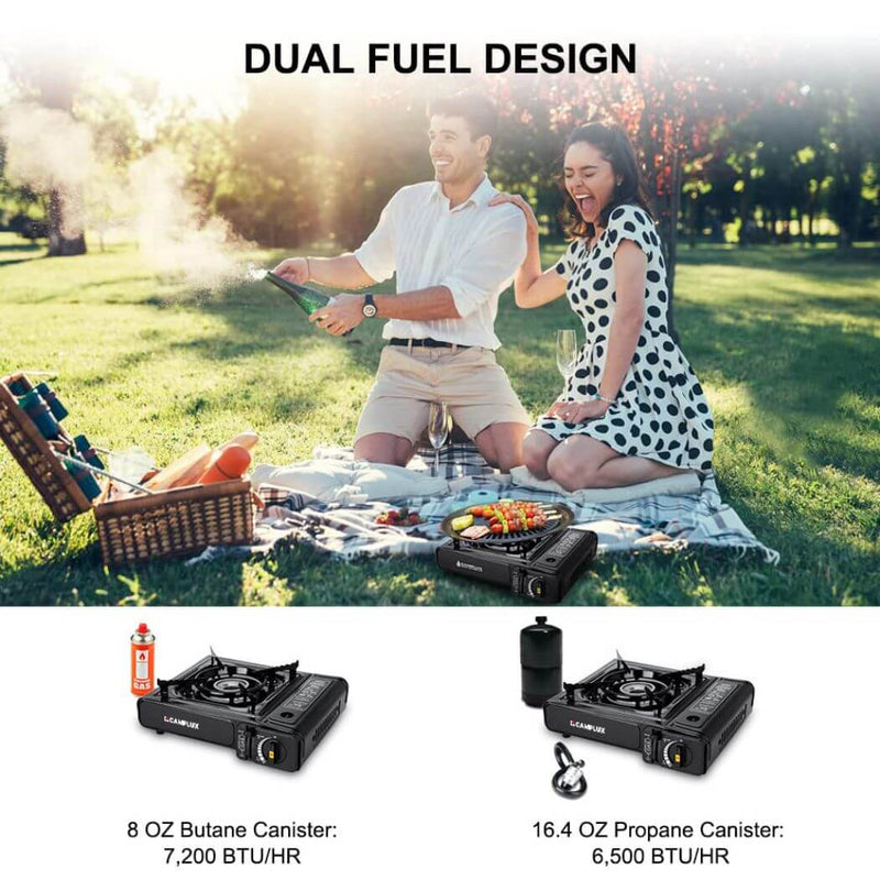 Load image into Gallery viewer, Camplux Dual Fuel Propane & Butane Stove with Carrying Case, Portable Camping Stoves with CSA Certification