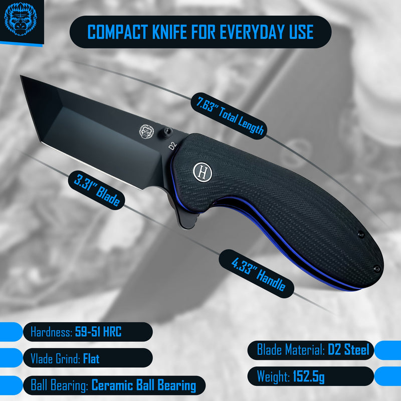 Load image into Gallery viewer, The Pioneer Folding Pocket Knife Giftset for Men and Women (Black and Blue)