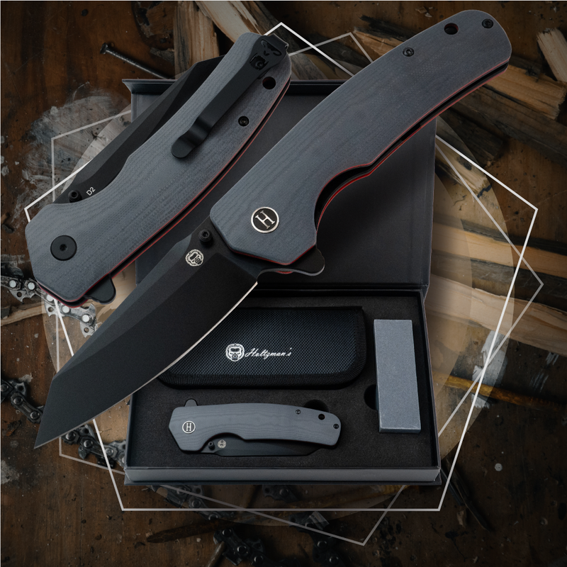 Load image into Gallery viewer, The Clip Point Folding Pocket Knife Giftset for Men and Women (Grey and Red)
