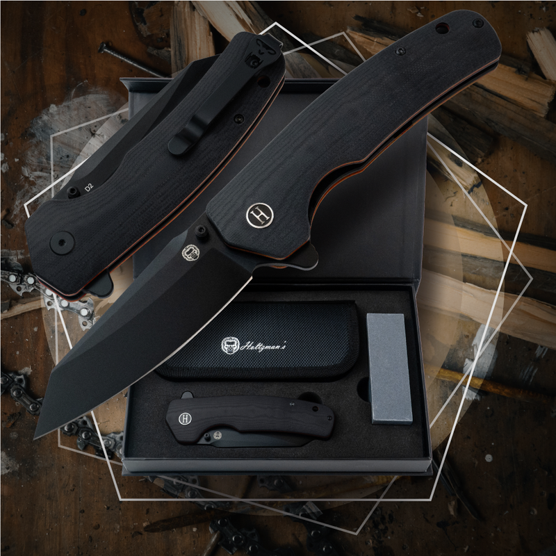 Load image into Gallery viewer, The Clip Point Folding Pocket Knife Giftset for Men and Women (Black and Orange)