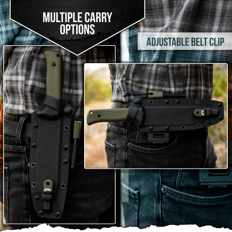 Load image into Gallery viewer, The Congo D2 Steel Bushcraft Survival Knife Gift Set (Black Blade + Green Handle)