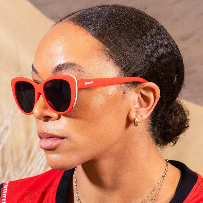 Load image into Gallery viewer, "Ties Cherry Stem With Tongue" Orange Glam G Polarized Sunglasses