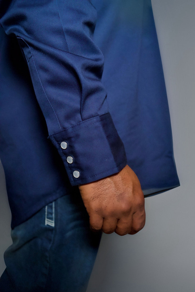 Load image into Gallery viewer, FR Western Style Pearl snap - Navy