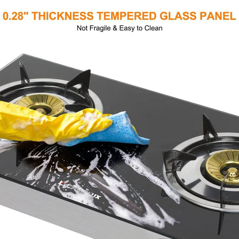 Load image into Gallery viewer, Camplux Propane Gas Cooktop Tempered Glass Double Burners Stove Auto Ignition LPG