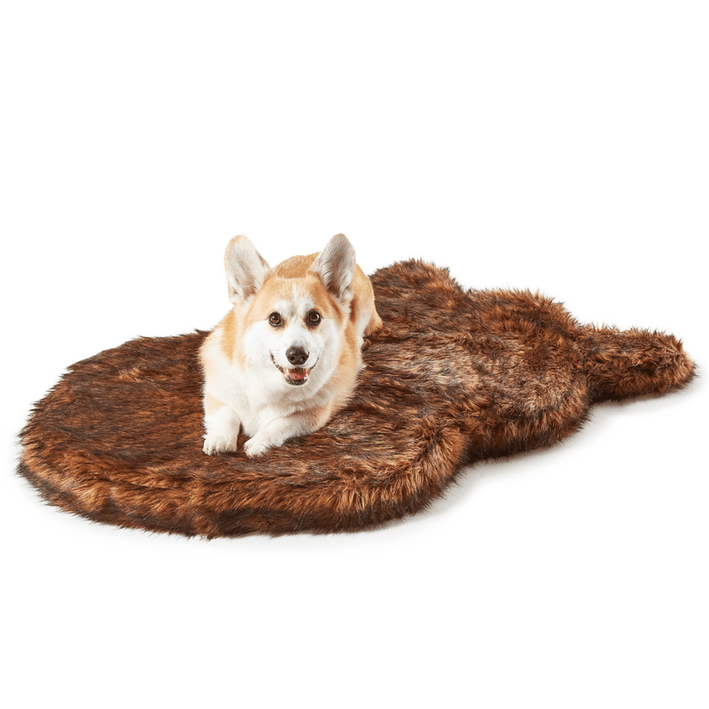 Load image into Gallery viewer, PupRug by Paw.com® Faux Fur Orthopedic Dog Bed - Curve Brown