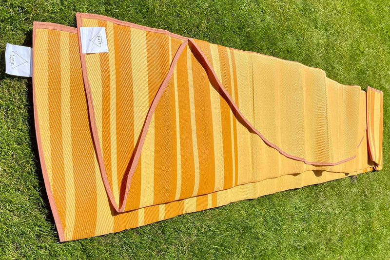 Load image into Gallery viewer, Striped Bell Tent Floor Matting | Citrus Tones | 13' (4M)