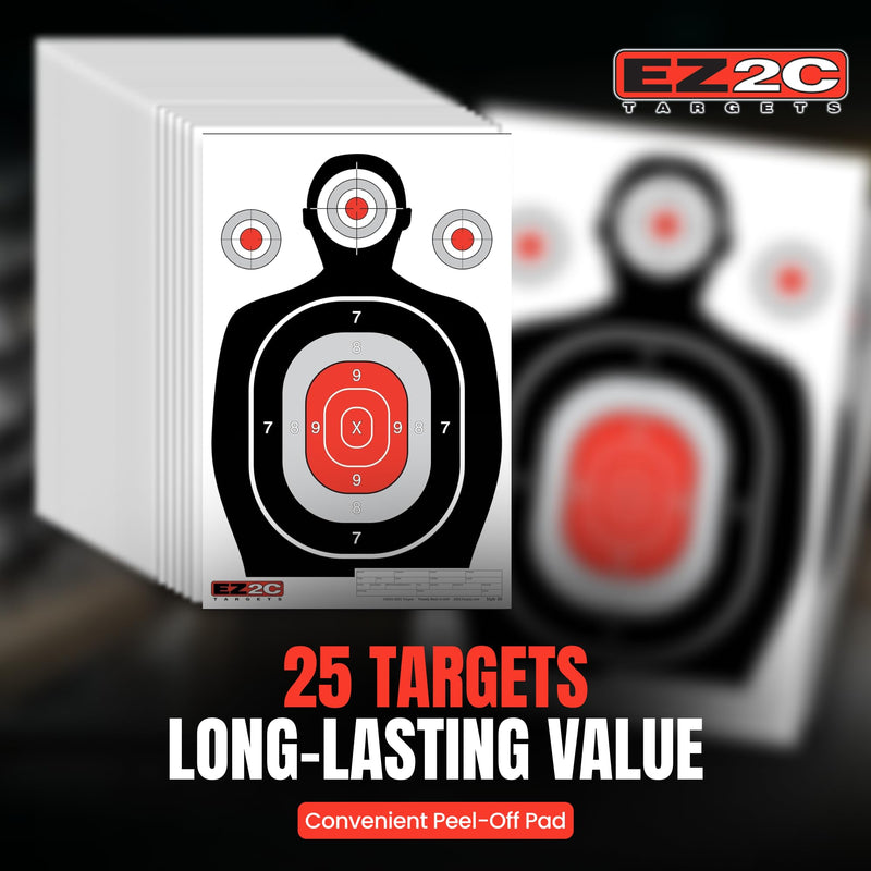 Load image into Gallery viewer, 25 EZ2C 12"x18" Silhouette Shooting Target USA MADE Paper Range Targets (Peel-Off Pad of 25)